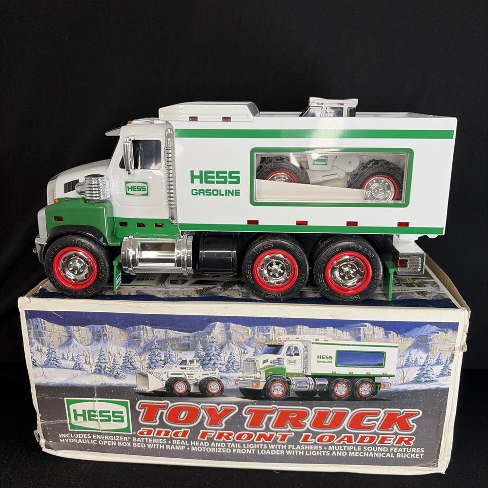 2008 Hess Gasoline Truck and Front Loader Bulldozer New In Box (Box Damage)
